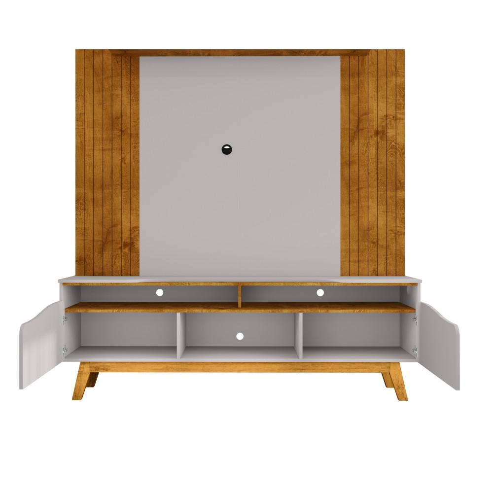 Estante Home Frisado para TV Até 75 Polegadas 2 Portas com Pés de Madeira Maciça Atalaia Bechara - 3