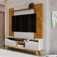 Estante Home Frisado para TV Até 75 Polegadas 2 Portas com Pés de Madeira Maciça Atalaia Bechara - 1