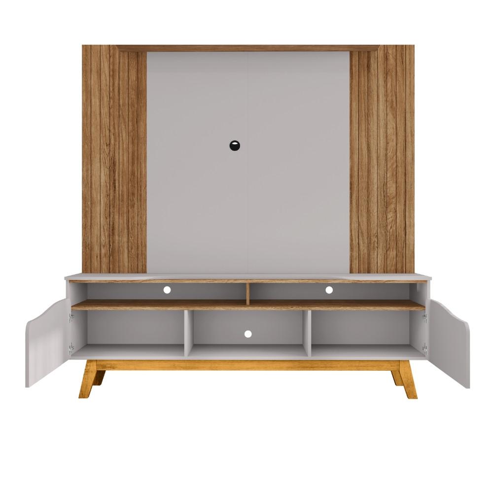 Estante Home Frisado para TV Até 75 Polegadas 2 Portas com Pés de Madeira Maciça Atalaia Bechara - 3