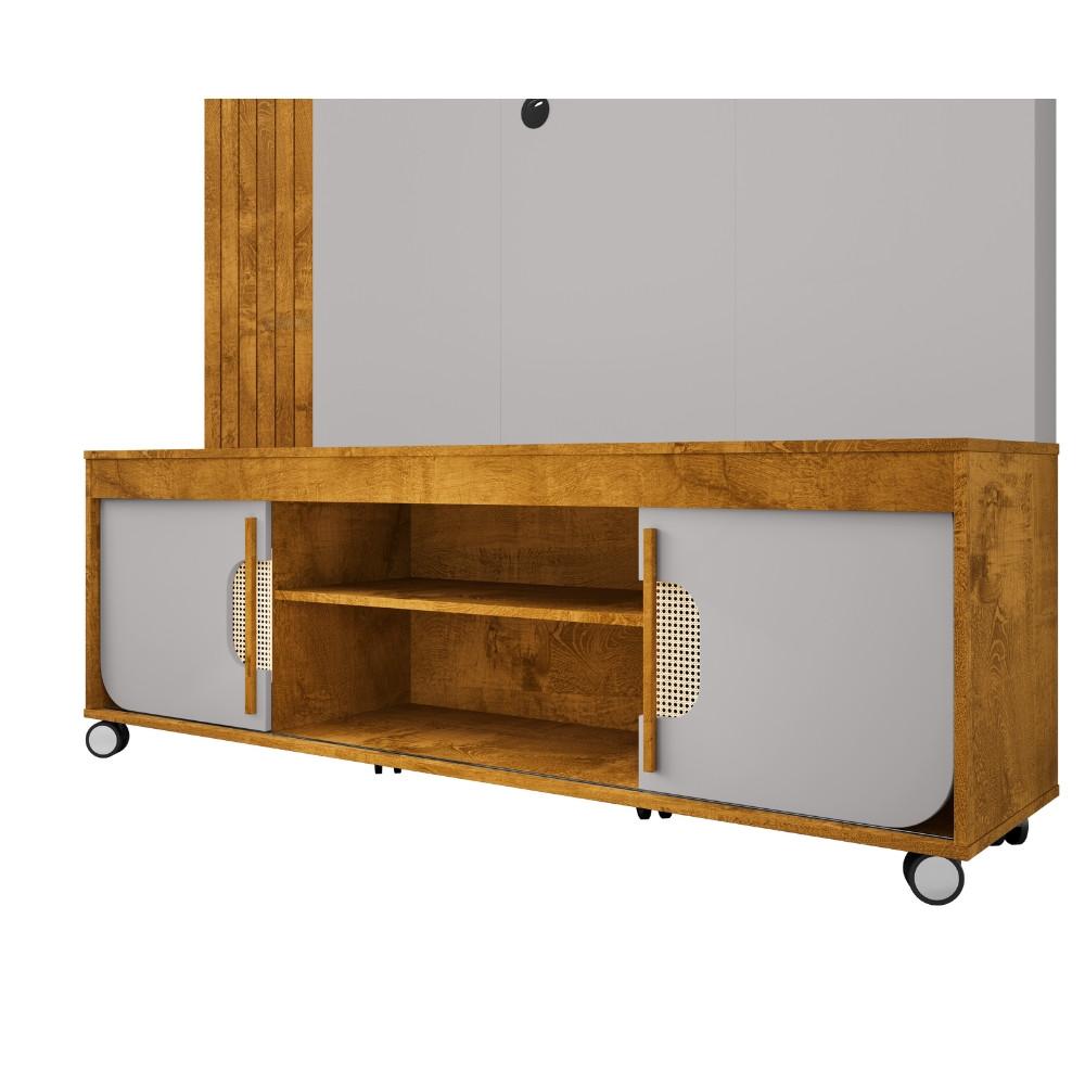 Estante Home Frisado para TV Até 75 Polegadas 2 Portas com Rodízios Maragogi Bechara - 3