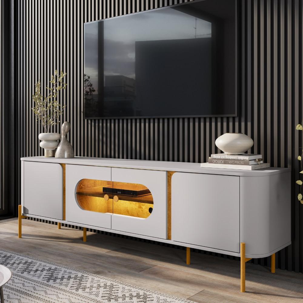 Rack para TV Até 55 Polegadas com LED e Vidro Reflecta 4 Portas com Pés Juquehy Bechara - 1