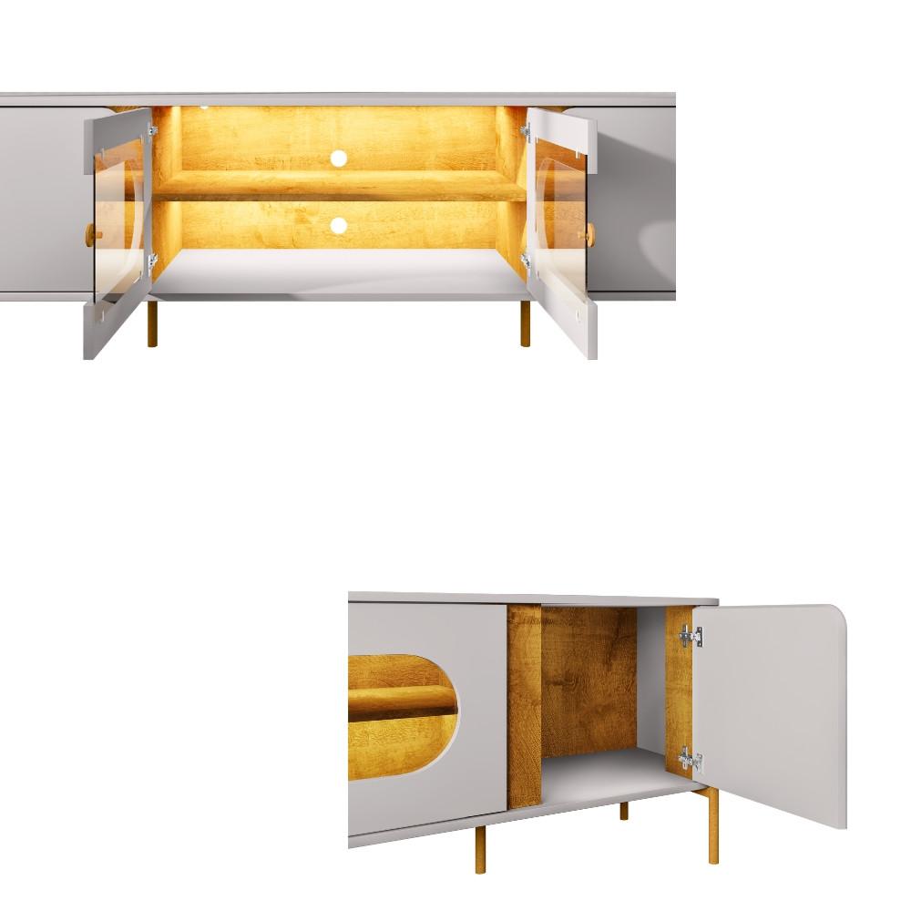 Rack para TV Até 55 Polegadas com LED e Vidro Reflecta 4 Portas com Pés Juquehy Bechara - 5