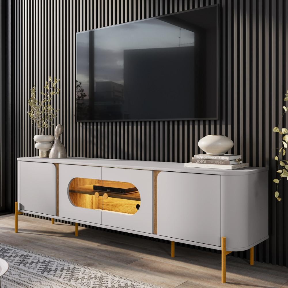 Rack para TV Até 55 Polegadas com LED e Vidro Reflecta 4 Portas com Pés Juquehy Bechara - 1