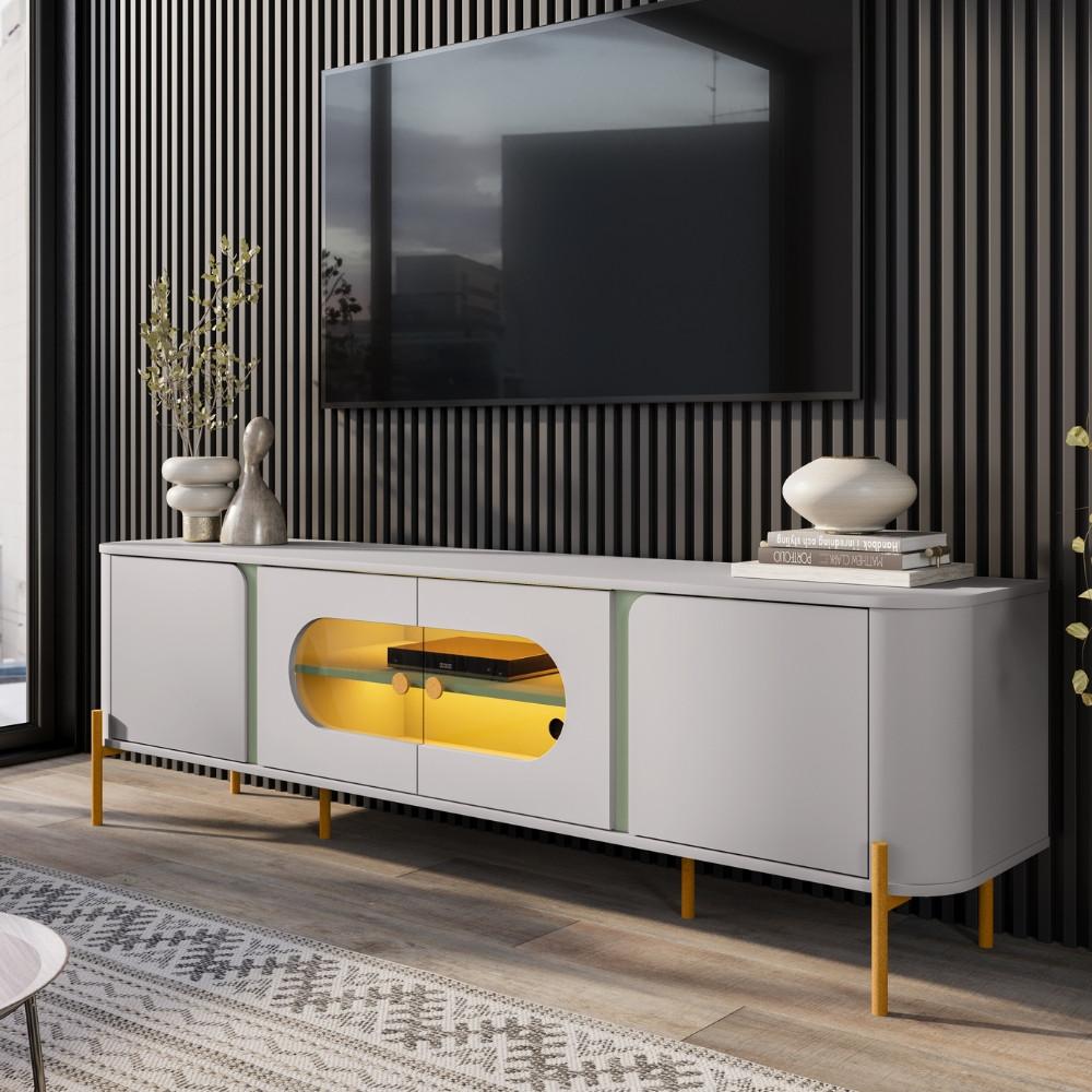 Rack para TV Até 55 Polegadas com LED e Vidro Reflecta 4 Portas com Pés Juquehy Bechara - 1