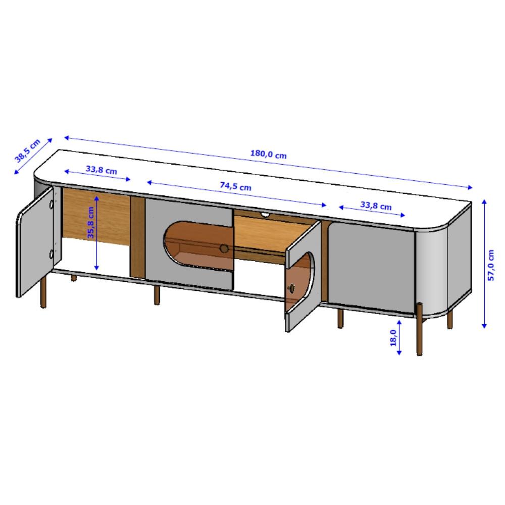 Rack para TV Até 55 Polegadas com LED e Vidro Reflecta 4 Portas com Pés Juquehy Bechara - 4