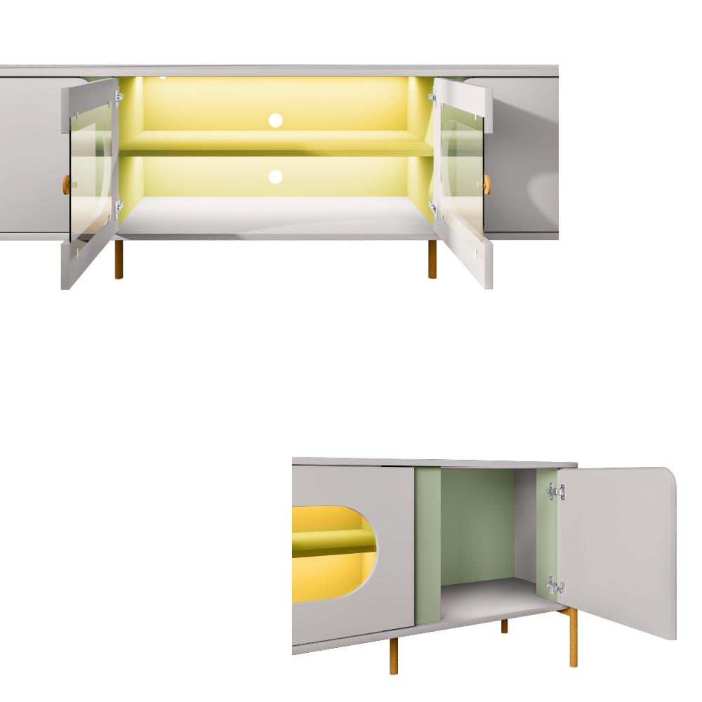 Rack para TV Até 55 Polegadas com LED e Vidro Reflecta 4 Portas com Pés Juquehy Bechara - 5