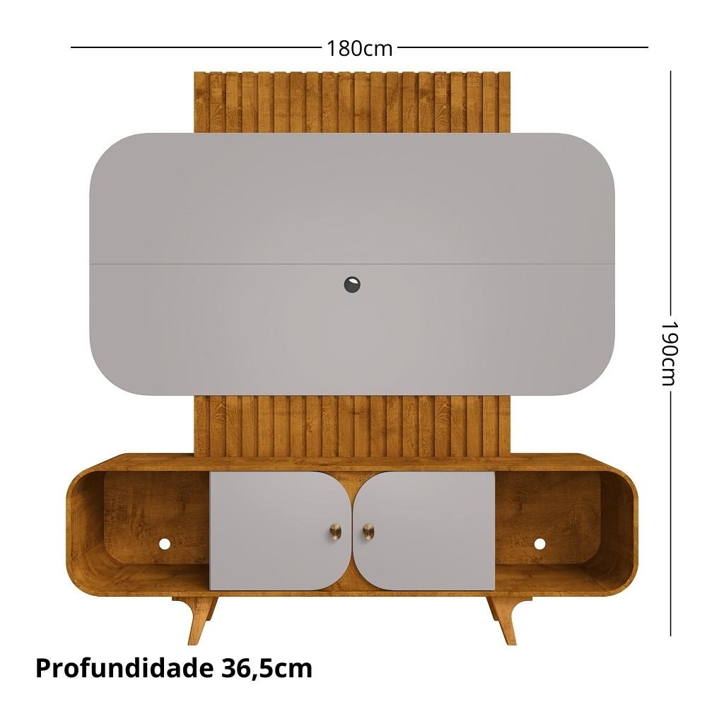 Estante Home Ripado para TV Até 75 Polegadas 2 Portas com Pés de Madeira Maciça Embaú Bechara - 4