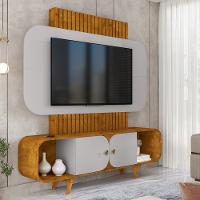 Estante Home Ripado para TV Até 75 Polegadas 2 Portas com Pés de Madeira Maciça Embaú Bechara - 1