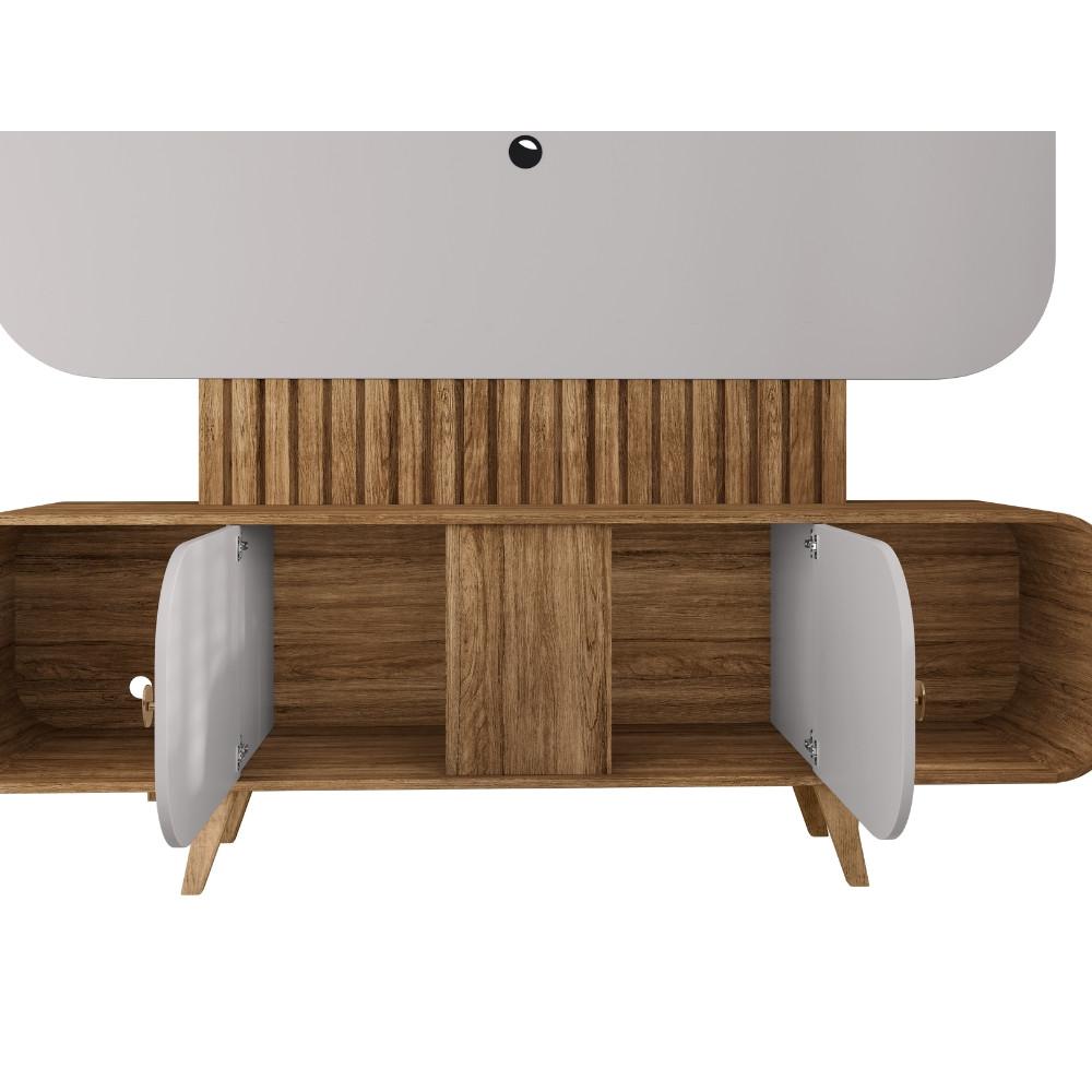 Estante Home Ripado para TV Até 75 Polegadas 2 Portas com Pés de Madeira Maciça Embaú Bechara - 3