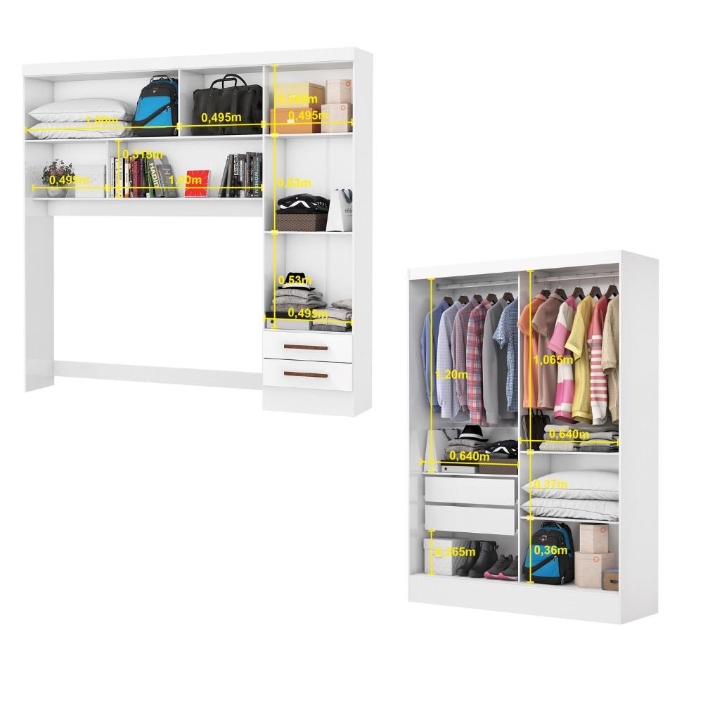 Quarto Modulado Casal com Espelho 6 Portas Belém Carioca Móveis - 5