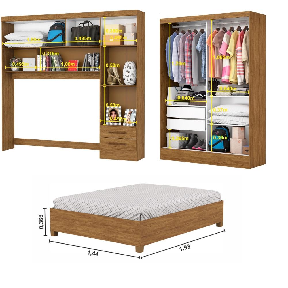 Quarto Modulado Casal com Espelho e Cama 6 Portas Belém Plus Carioca Móveis - 5