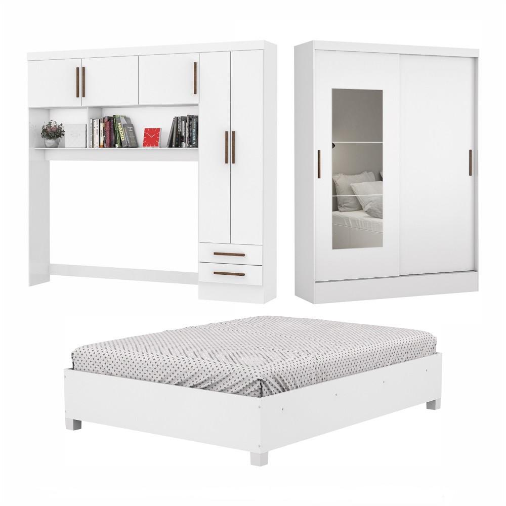 Quarto Modulado Casal com Espelho e Cama 7 Portas Belém Carioca Móveis - 2