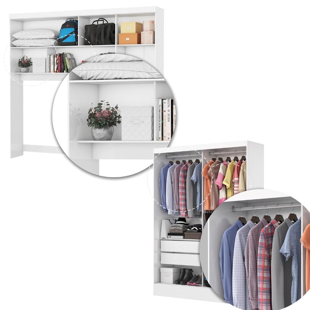 Quarto Modulado Casal com Espelho e Cama 7 Portas Belém Carioca Móveis - 6