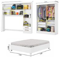 Quarto Modulado Casal com Espelho e Cama 7 Portas Belém Carioca Móveis - 5