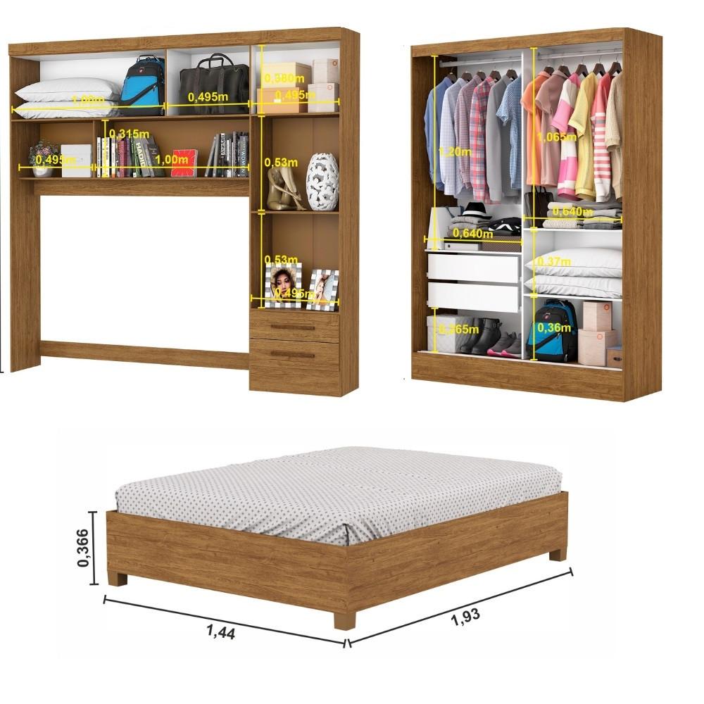 Quarto Modulado Casal com Espelho e Cama 7 Portas Belém Plus Carioca Móveis - 5