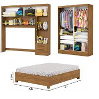 Quarto Modulado Casal com Espelho e Cama 7 Portas Belém Plus Carioca Móveis - 5