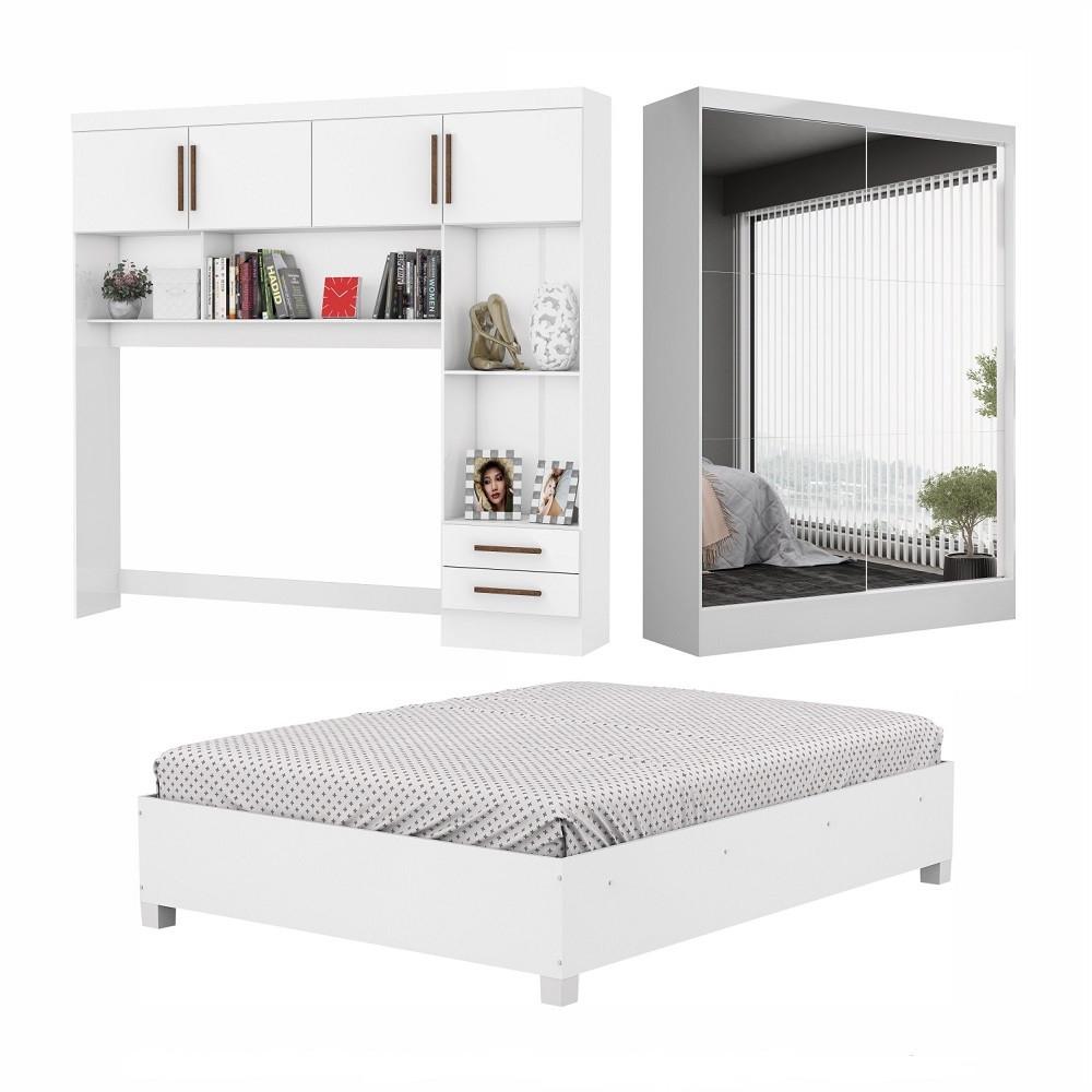 Quarto Modulado Casal com Espelho e Cama 6 Portas Belém Premium Carioca Móveis - 2