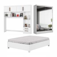 Quarto Modulado Casal com Espelho e Cama 6 Portas Belém Premium Carioca Móveis - 2