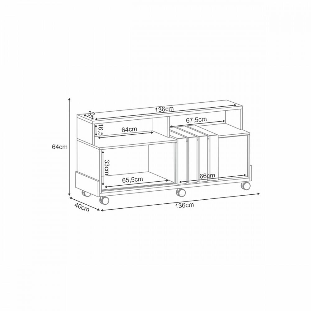 Rack para TV até 50 Polegadas Ripado 1 Porta Graci 1.3 HB Móveis - 3