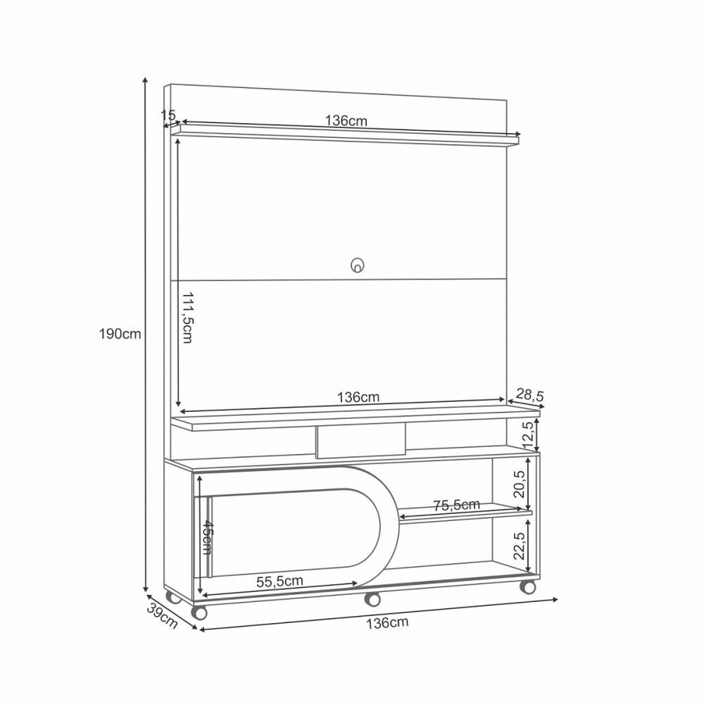 Estante Home para TV até 55 Polegadas 1 Porta Orbis HB Móveis - 3