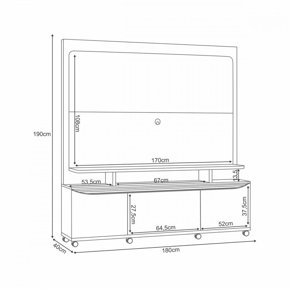 Estante Home para TV até 70 Polegadas 2 Portas 1 Gaveta Quantum HB Móveis - 3