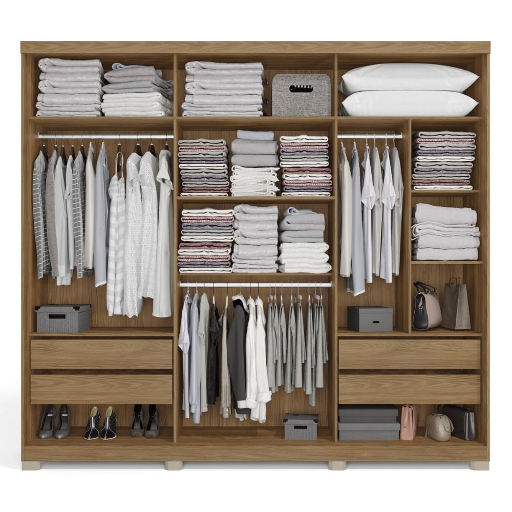 Guarda Roupa Casal com Espelho e Pés 3 Portas de Correr Kappesberg - 3