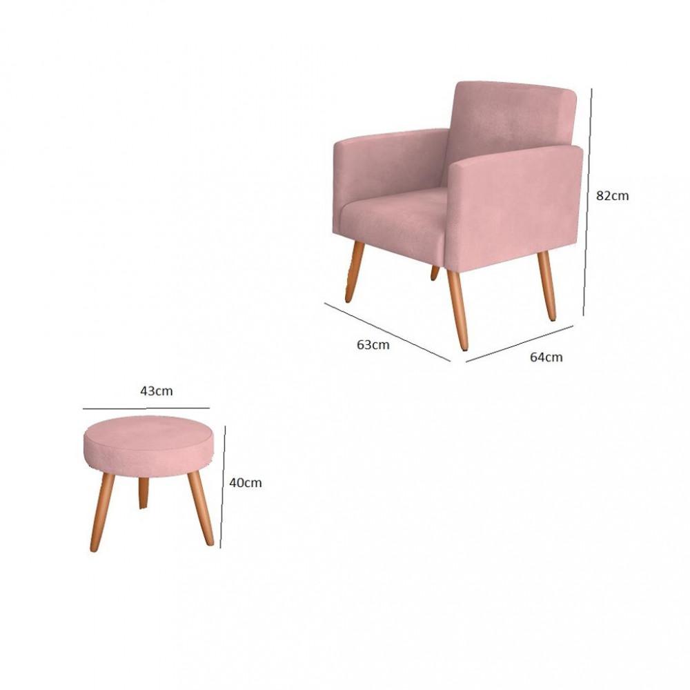 Conjunto 2 Poltronas com Puff Veludo MX Dallas Matrix - 3