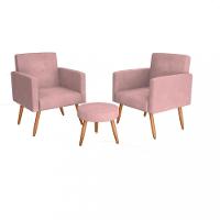 Conjunto 2 Poltronas com Puff Veludo MX Dallas Matrix - 2