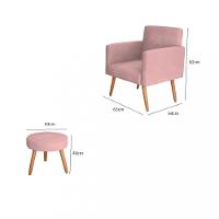 Conjunto 2 Poltronas com Puff Veludo MX Dallas Matrix - 3