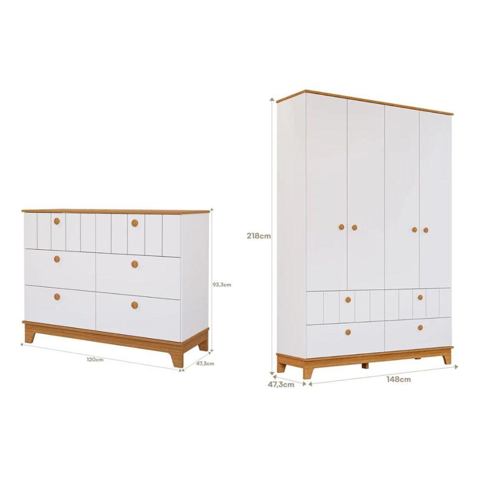 Quarto Infantil com Guarda Roupa e Cômoda MDF Liza Permobili - 3