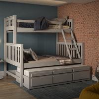 Treliche com Cama de Casal 3 Gavetas Madeira Maciça Saraiva - 1