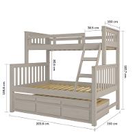 Treliche com Cama de Casal 3 Gavetas Madeira Maciça Saraiva - 4