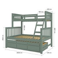 Treliche com Cama de Casal 3 Gavetas Madeira Maciça Saraiva - 4