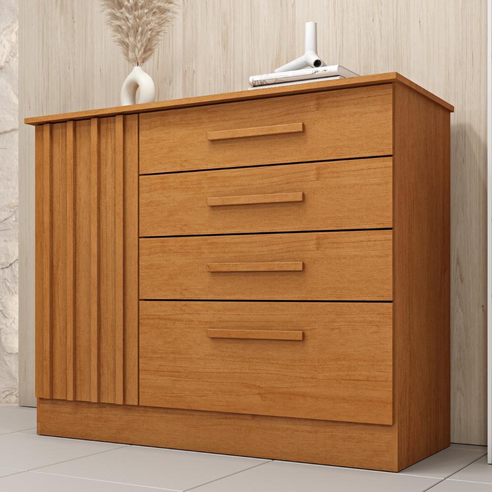 Cômoda Ripada 4 Gavetas 1 Porta Guarani Tcil - 1