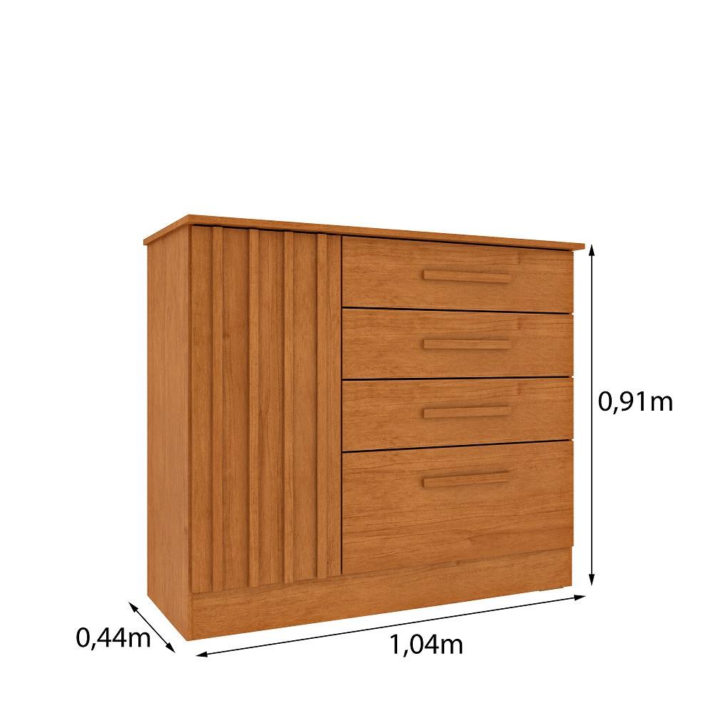 Cômoda Ripada 4 Gavetas 1 Porta Guarani Tcil - 4