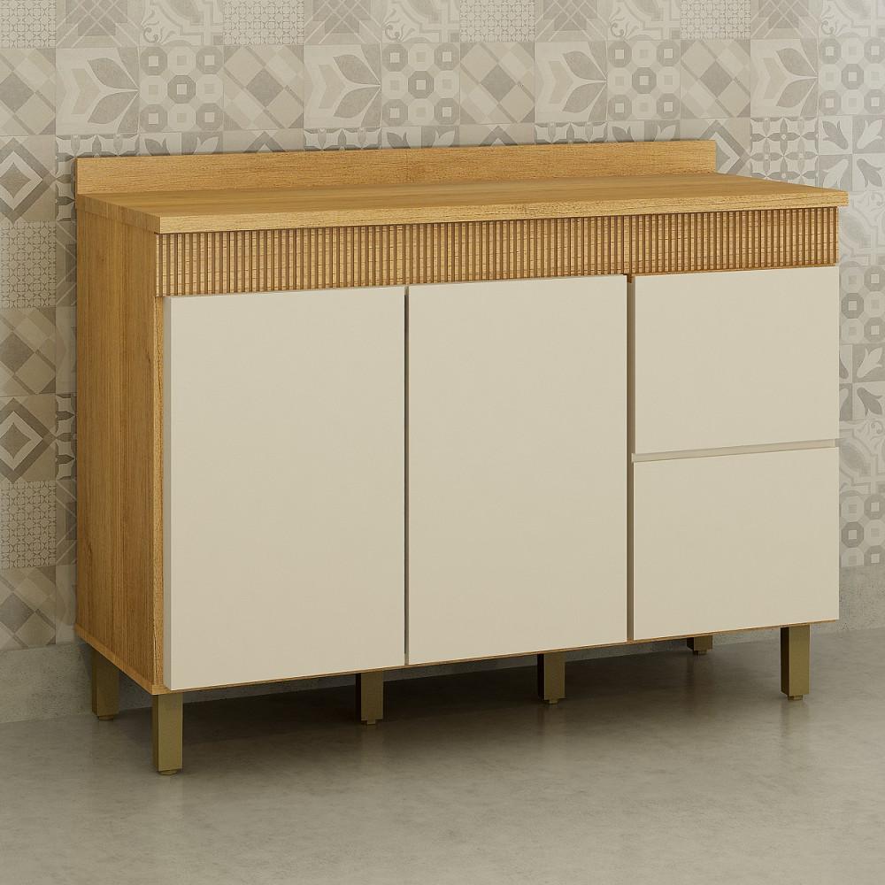 Balcão 3 Portas 1 Gaveta 120cm com Tampo Dakota Valdemoveis - 1