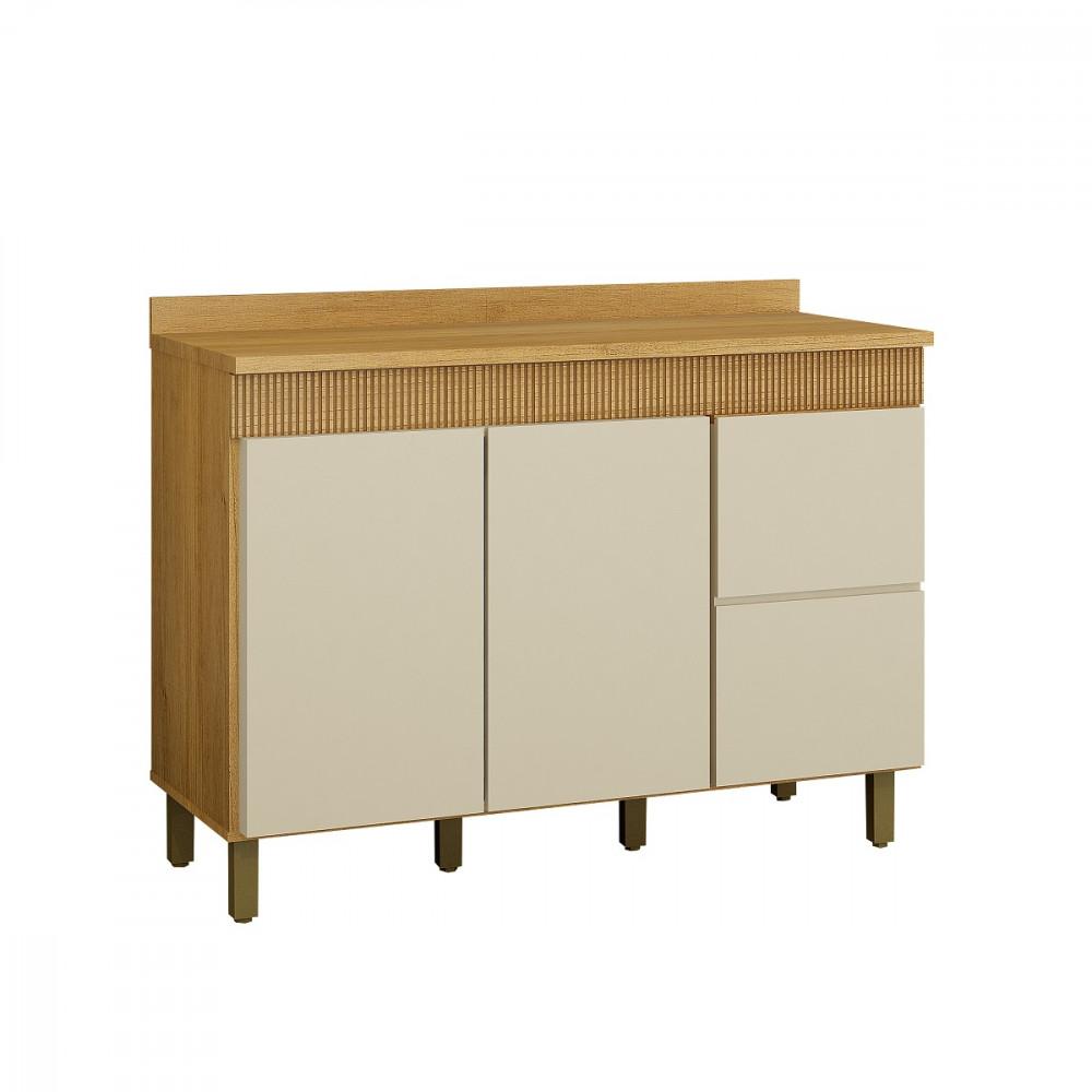 Balcão 3 Portas 1 Gaveta 120cm com Tampo Dakota Valdemoveis - 2