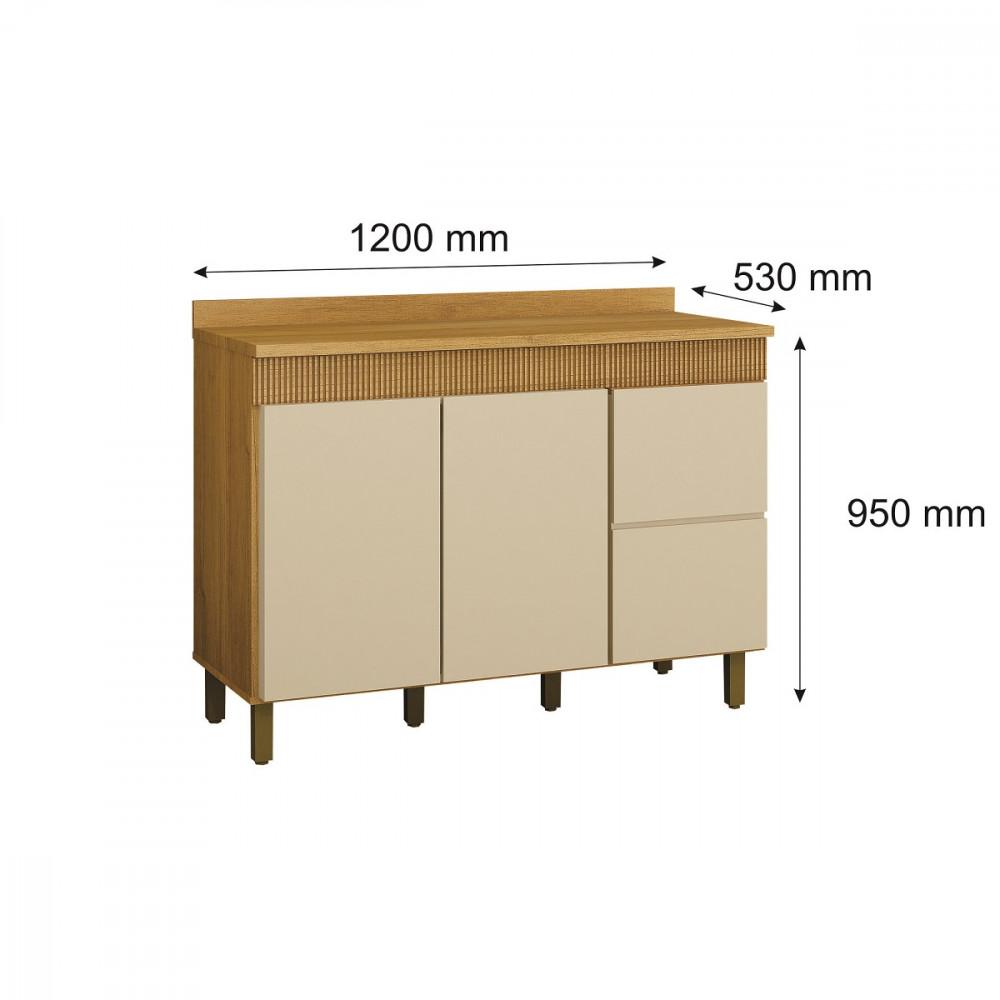 Balcão 3 Portas 1 Gaveta 120cm com Tampo Dakota Valdemoveis - 4