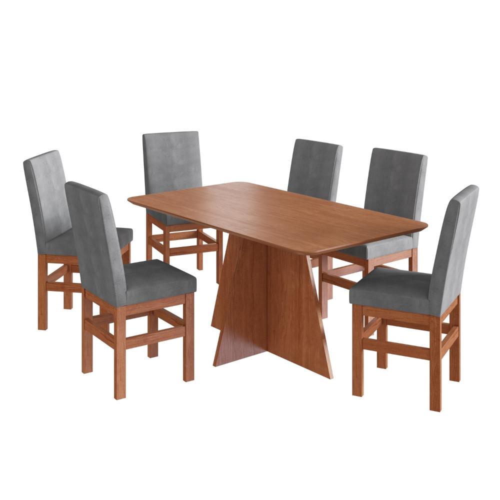 Conjunto Sala de Jantar Mesa 160cm e 6 Cadeiras em Madeira Maciça 147/14 Zamarchi - 2