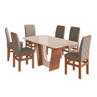 Conjunto Sala de Jantar Mesa com Tampo de Vidro 160cm e 6 Cadeiras em Madeira Maciça 136/19 Zamarchi - 2
