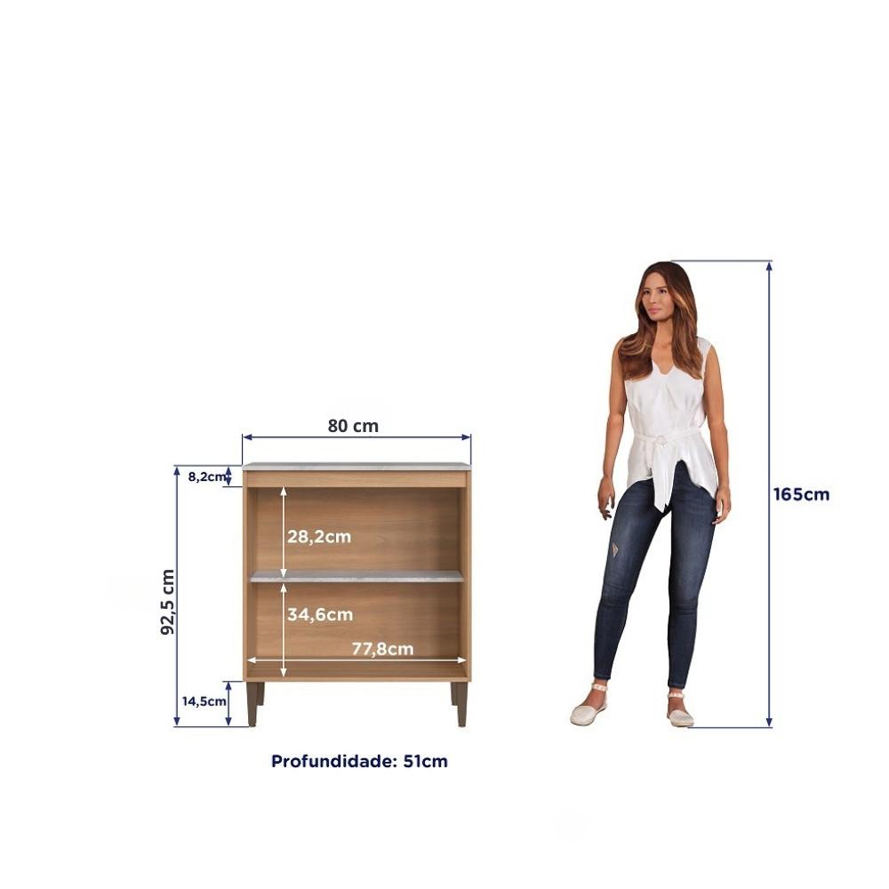 Balcão para Cooktop 4 Bocas 2 Portas com Tampo Jade Delmarco - 4