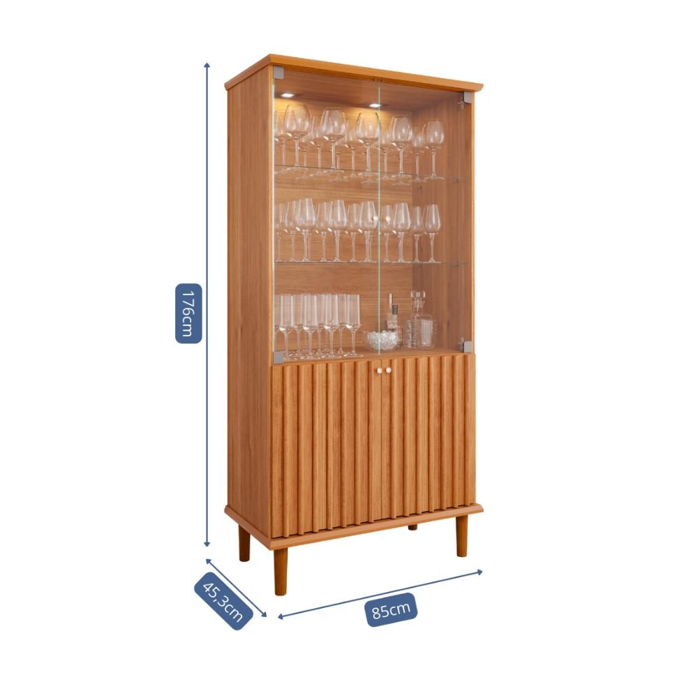 Cristaleira Ripada Com LED e Vidro 4 Portas com Pés de Madeira Luiza Cimol - 4