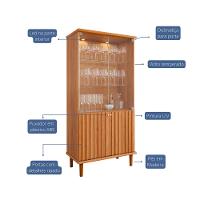 Cristaleira Ripada Com LED e Vidro 4 Portas com Pés de Madeira Luiza Cimol - 3