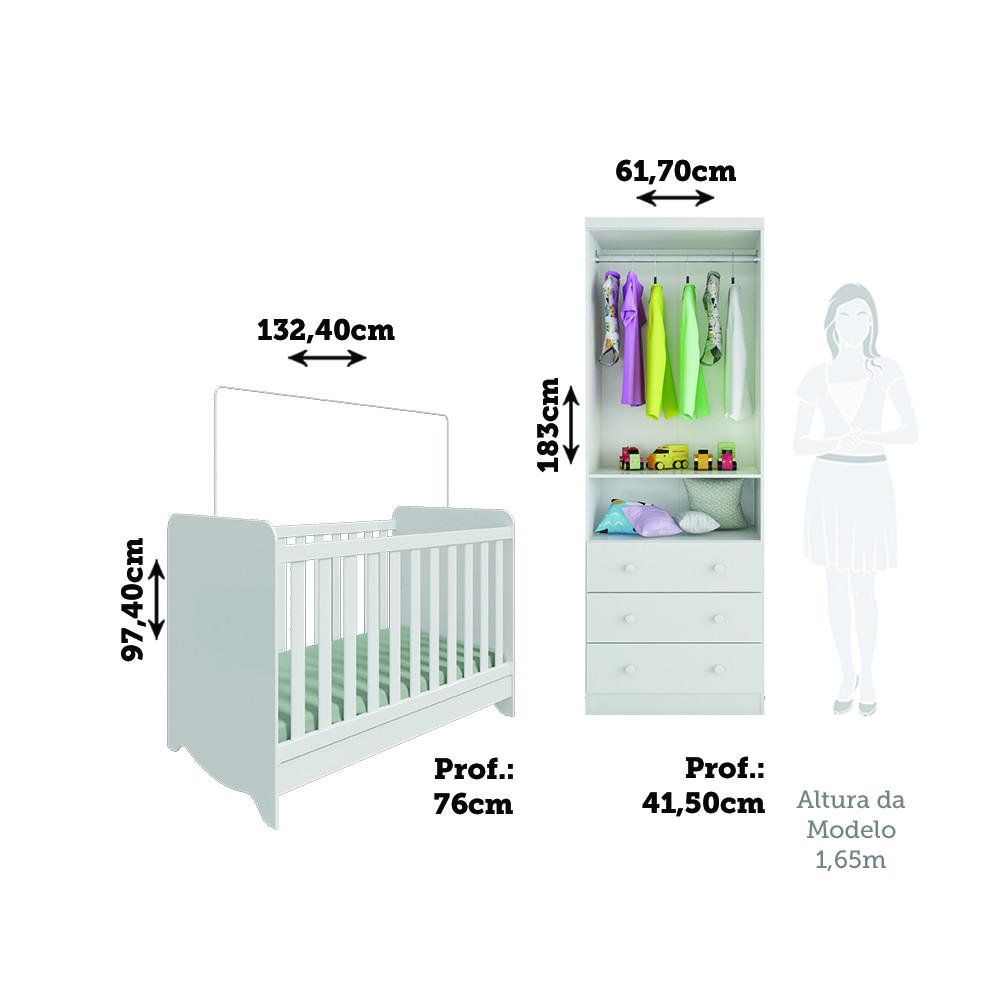 Quarto de Bebê com Berço Minicama Ben e Guarda Roupa Smim New 100 MDF Móveis Peroba - 3