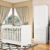 Quarto de Bebê com Berço Minicama Ben e Guarda Roupa Smim New 100 MDF Móveis Peroba - 1