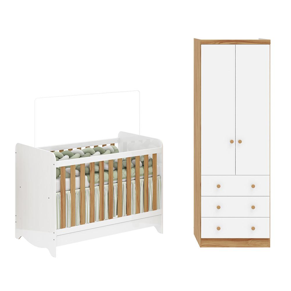 Quarto de Bebê com Berço Minicama Ben e Guarda Roupa Smim New 100 MDF Móveis Peroba - 2