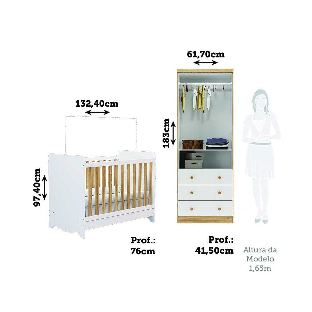 Quarto de Bebê com Berço Minicama Ben e Guarda Roupa Smim New 100 MDF Móveis Peroba - 3