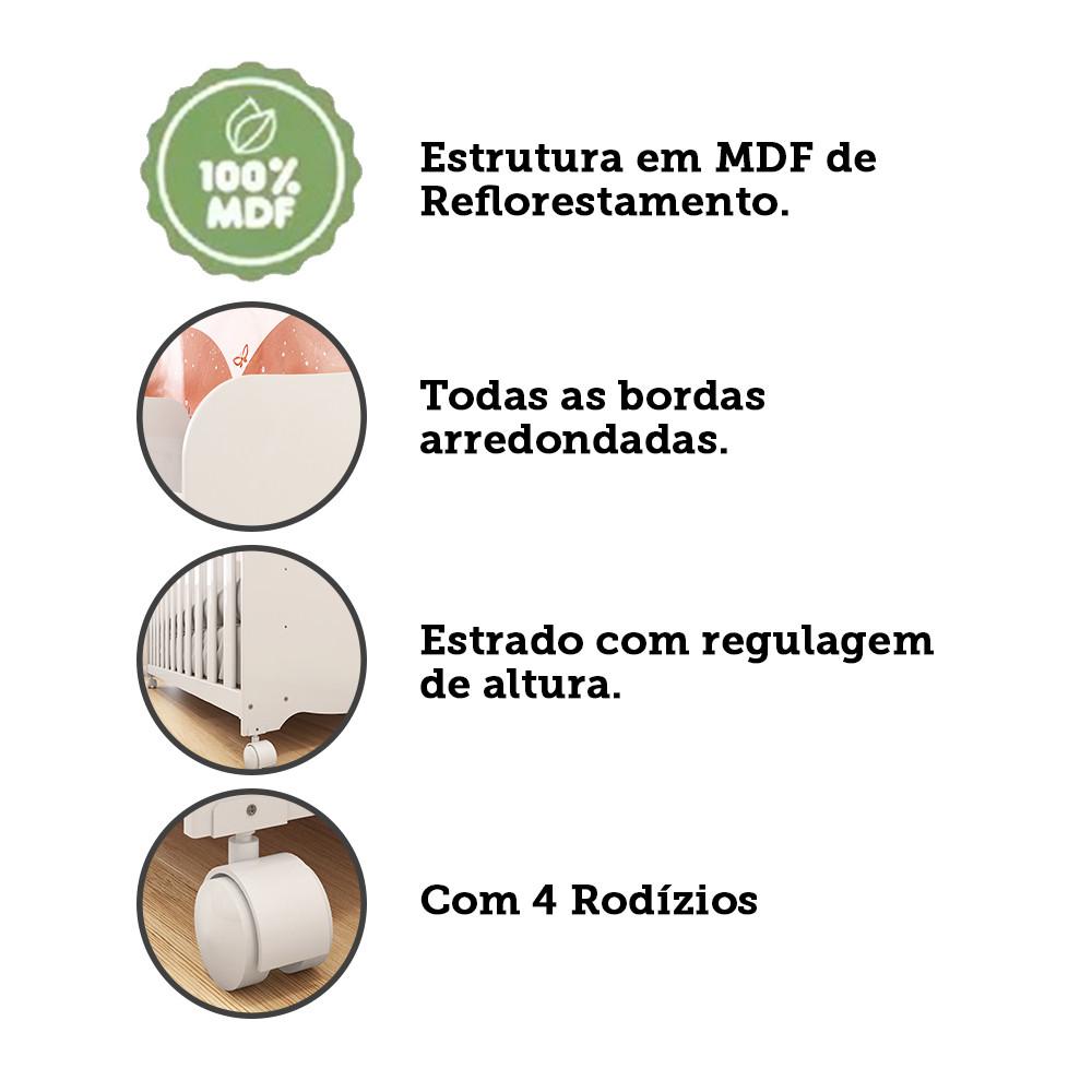 Quarto de Bebê com Cômoda Smin New e Berço Uli MDF Móveis Peroba - 6