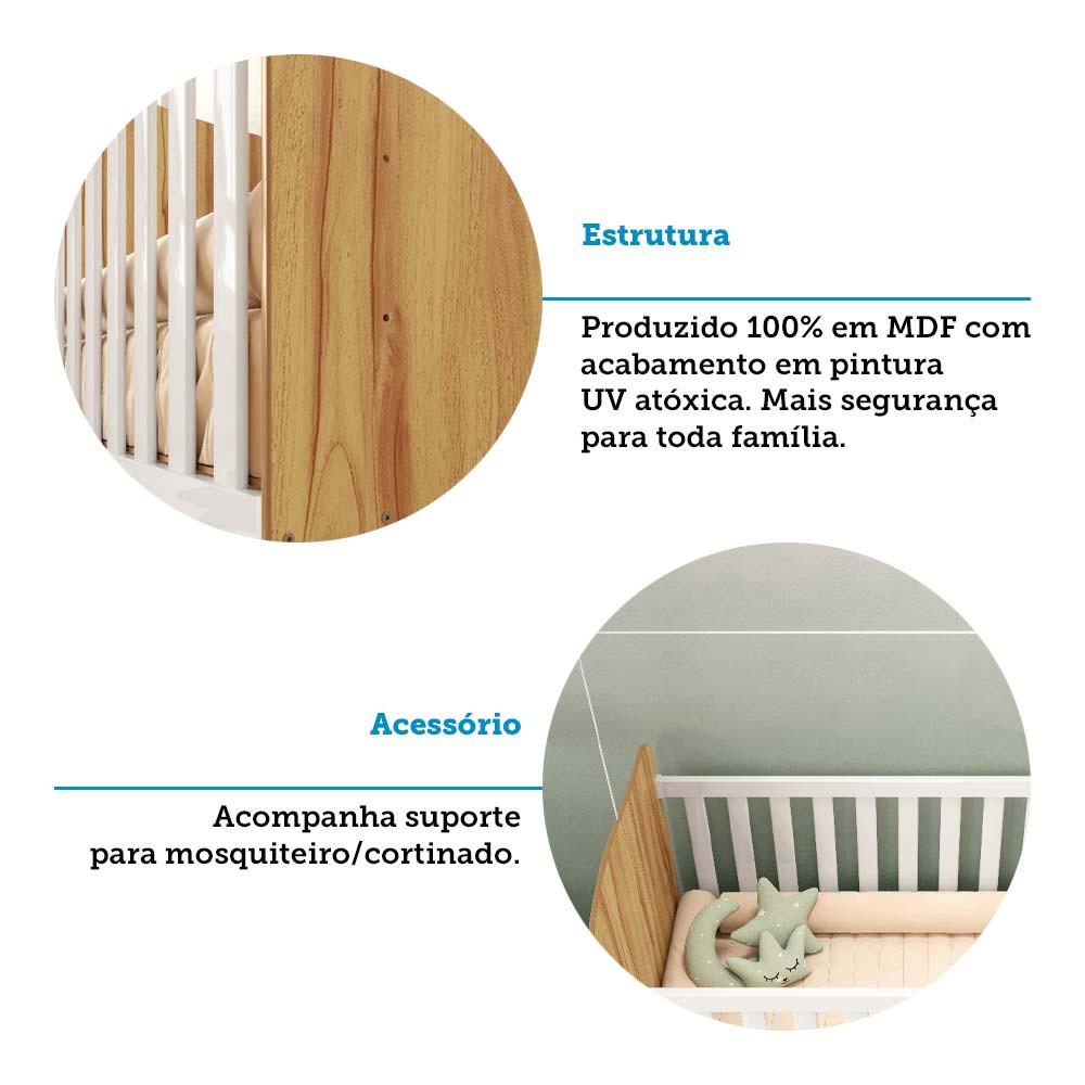 Quarto de Bebê com Cômoda Smin New e Berço Uli MDF Móveis Peroba - 7