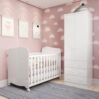 Quarto de Bebê com Guarda Roupa Smim New 2 Portas e Berço Uli MDF Móveis Peroba - 1
